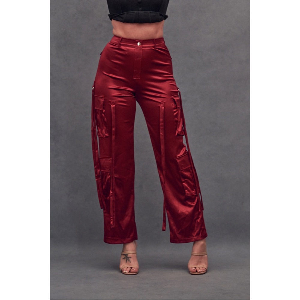 Satin Cargo Pants